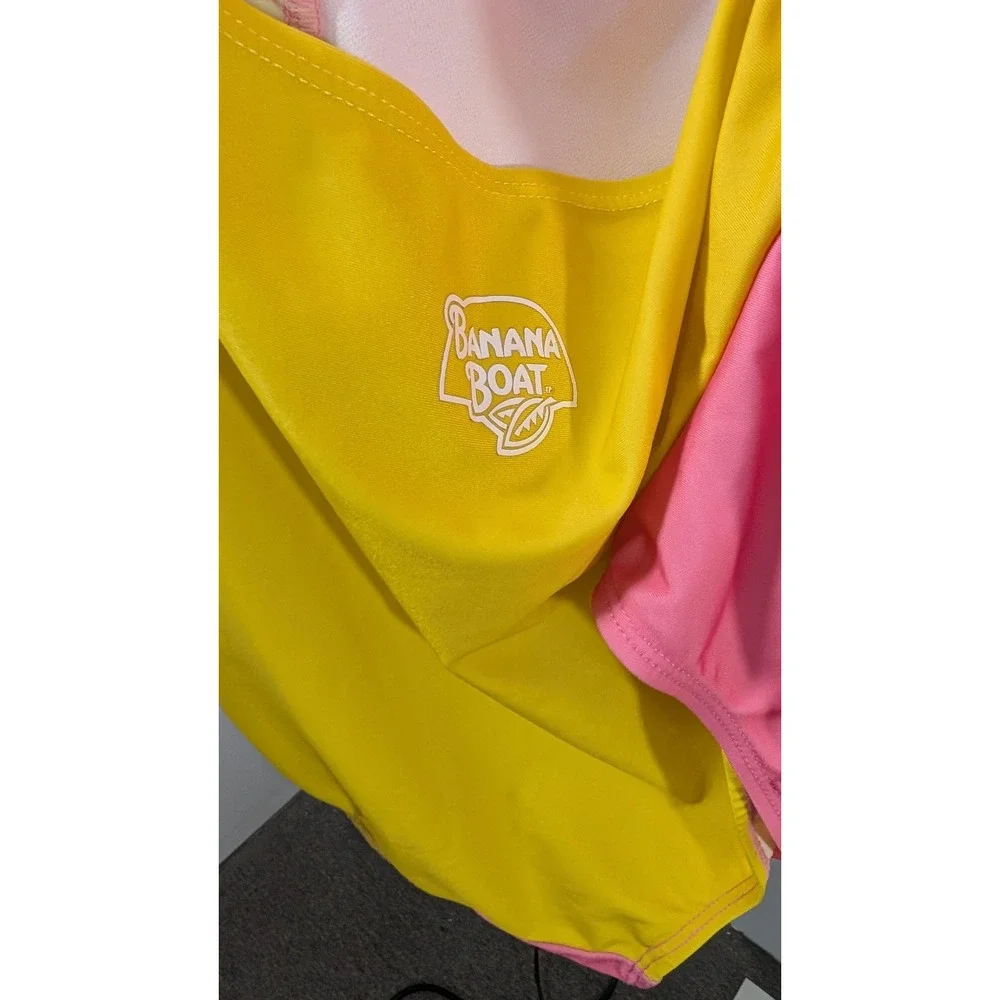 Banana Boat Girls Pink‎ Yellow Squeeze the Day One Piece Swimsuit Size 10/12